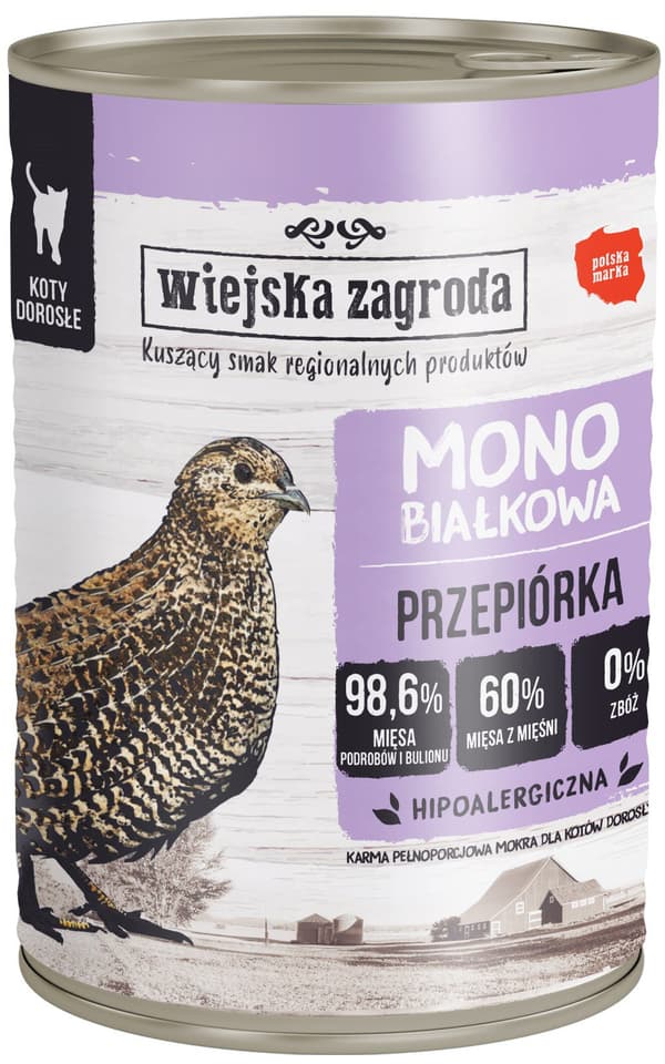 Wiejska Zagroda | Voksen | Mono-protein kattefoder 400g - Vagtel 400g