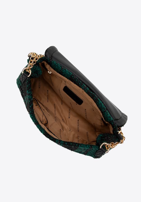 Wittchen Dam Bouclé Messenger Bag i svart och grön polyester