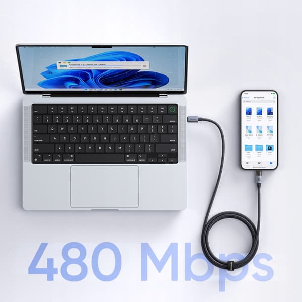 MCDODO USB-C-KABEL SNABBLADDNING USB TYP C 5A 100W 1M LED VIT