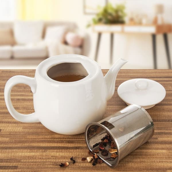 Hvid porcelæns te-kande med infuser MONA 700 ml
