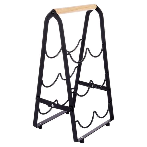 Metal sort vinreol 6 flasker 21x38 cm