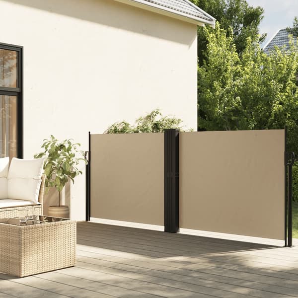 vidaXL Utdragbar sidomarkis beige 140x1000 cm