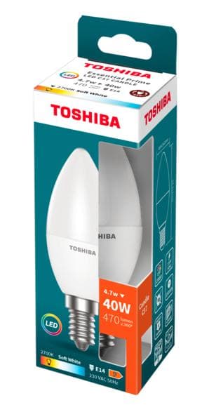TOSHIBA Essential C37 LED-lamppu 470lm 4,7W 2700K E14