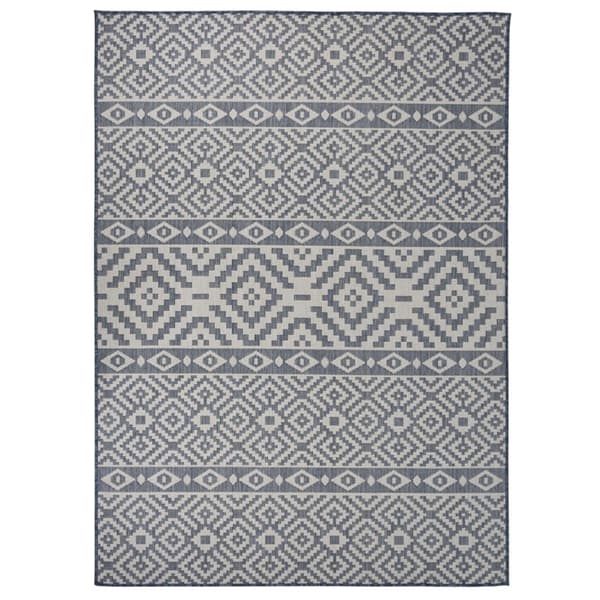 vidaXL Utomhusmatta, plattvävd, 200x280 cm, blå ränder