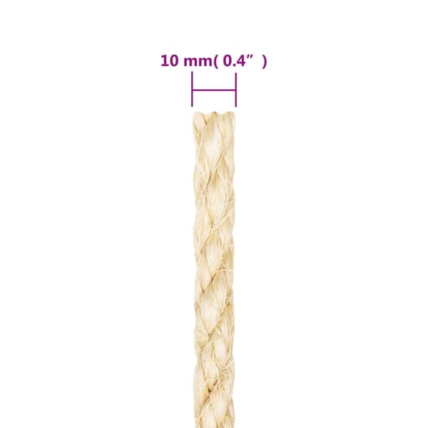 vidaXL reb, 100% sisal, 10 mm, 25 m
