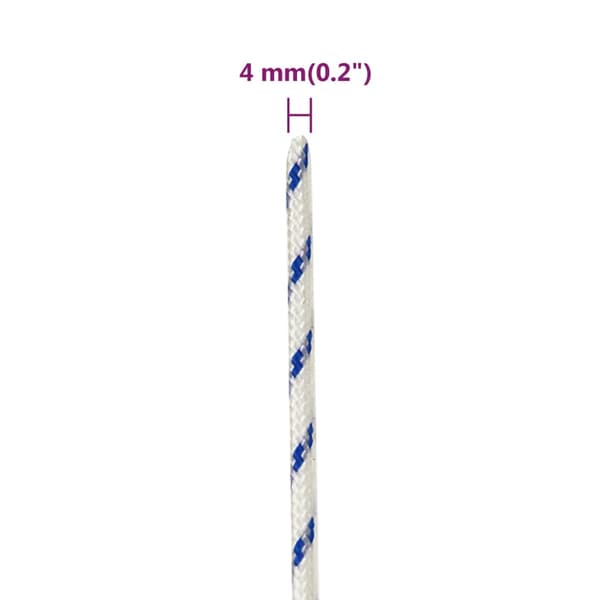 vidaXL Segelrep, Vit, 4 mm, 50 m, Polypropylen