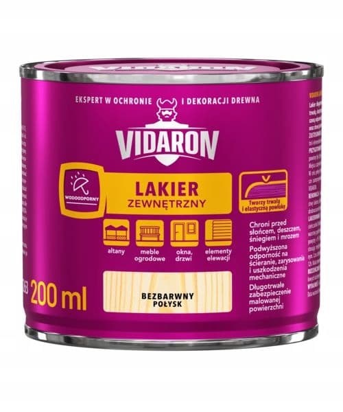 VIDARON udendørs trælak, klarglans, 0,2 l