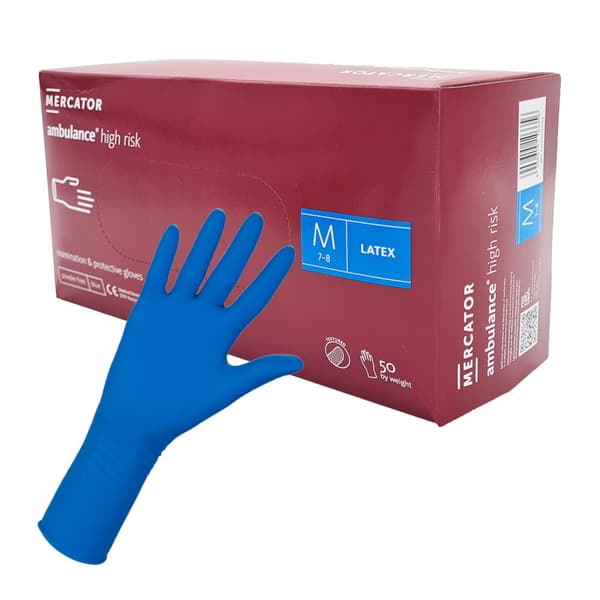 Latexhandsker M blå Mercator Ambulance High Risk 50 stk.