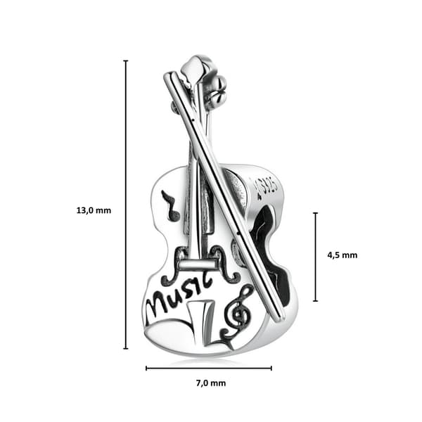 Violin til musiker sølv charm perle perler sølv 925
