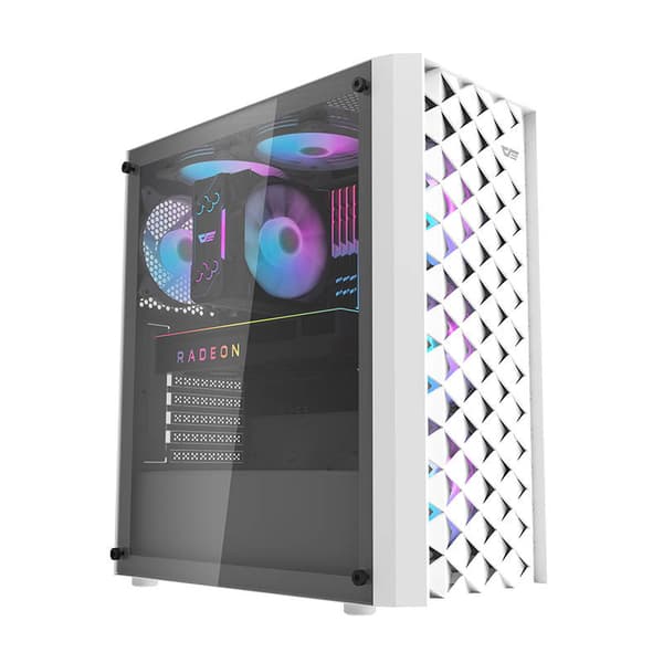 Darkflash DK351 computerkabinet (hvid) + 4 RGB-blæsere