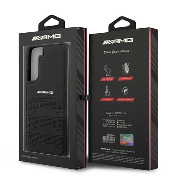 AMG AMHCS22MGSEBK S22+ S906 sort/sort hårdt etui i læder med prægede linjer