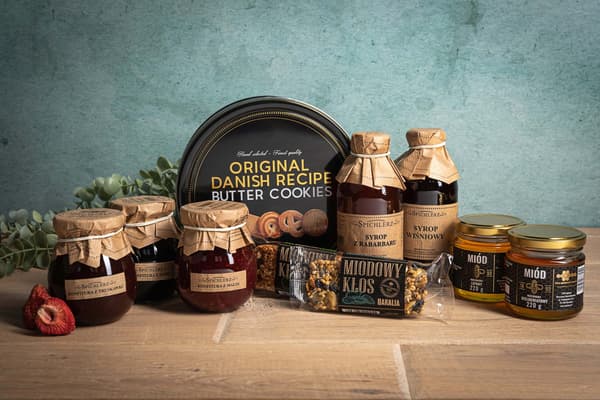 Gavekurv kager sæt slik marmelade