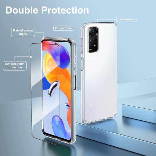 REDMI NOTE 11 PRO/ REDMI NOTE 11 PRO+ -PUHELIMEN LÄPINÄKYVÄ 2X LASIA