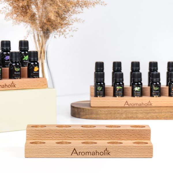 Ställ för eteriska oljor 10x10ml i trä | Display