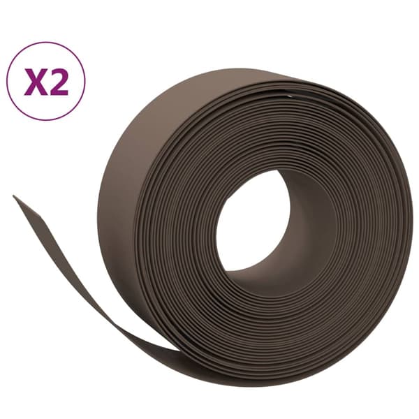 vidaXL havekant, 2 stk., brun, 10 m, 20 cm, polyethylen