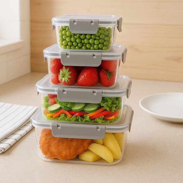 Matförvaringsbehållare med lock och tätning 4-pack
