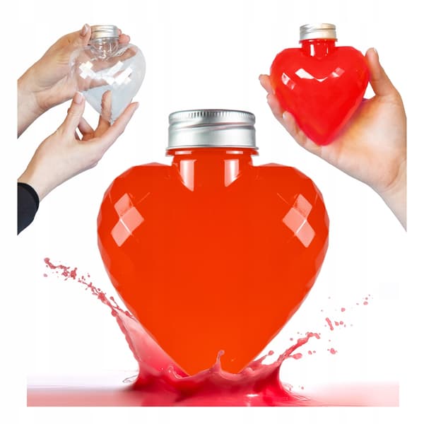 Hjärtdekorativ flaska 300ml för juice, vatten, alkohol, present, godisflaskor