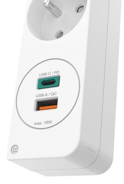 HAMA 44133757 strømstik 3 stik, 2xUSB C/A 1,5m