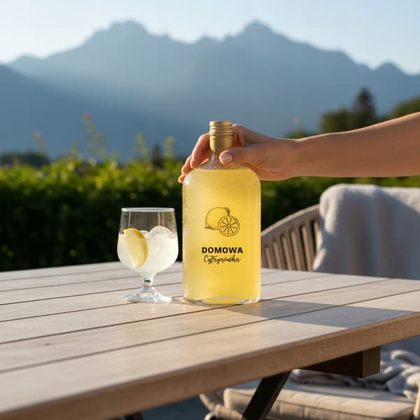 10x Klassiska flaskor 500ml tryckt hemlagad citronlikör i glas