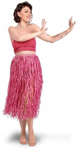 Hawaiiskørt PINK Raffia Hawaii Aloha Karnevalsbold 77cm