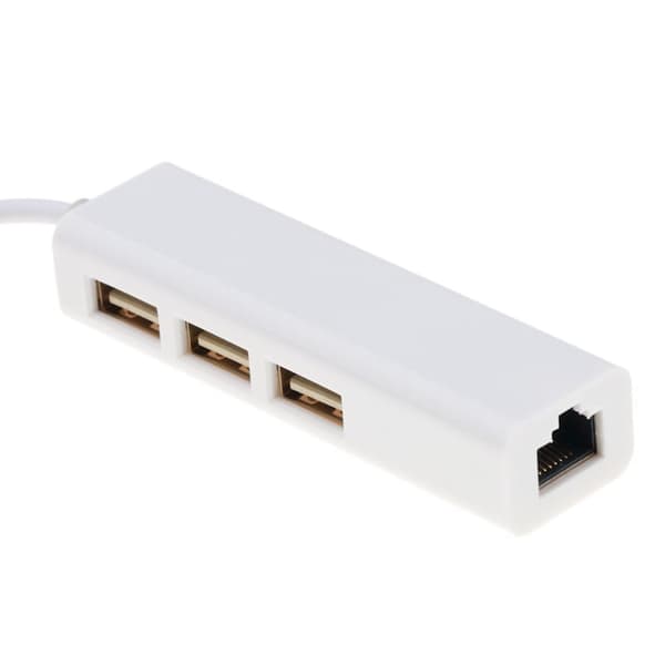 USB-C hub op til 3 x USB 2.0 / Ethernet RJ45 netværkskort internetadapter
