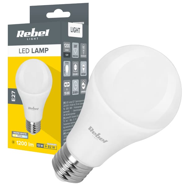 LED-lamppu 12W E27 3000K 230V Rebel