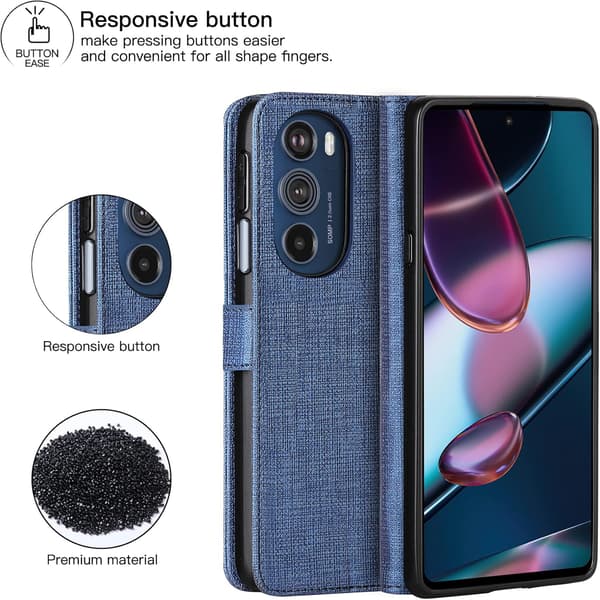 MOTOROLA EDGE 30 PRO ETUI GRÅT STOFKLAP