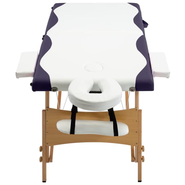 vidaXL foldbart massagebord, 2-zoner, træ, hvid og lilla