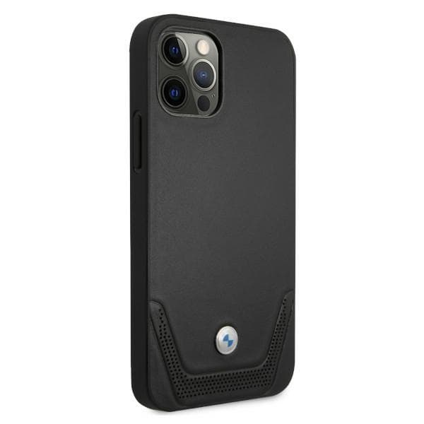 BMW BMHCP12MRSWPK iPhone 12/12 Pro 6.1 sort hårdt cover i læder med perforering