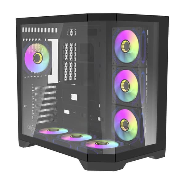 Darflash FT418 PRO computerkabinet + 7 aRGB-blæsere (sort)