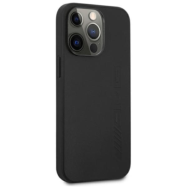 AMG AMHCP14XDOLBK iPhone 14 Pro Max 6.7 sort/sort hårdt cover læder varmpræget
