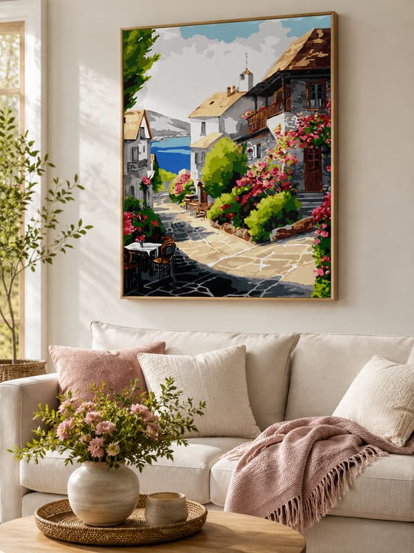 Målning med siffror med ram Seaside City 40x50cm