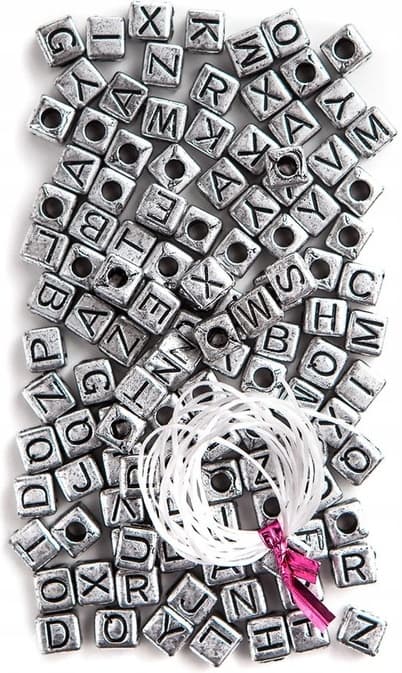 Bokstäver pärlor alfabet silver 124 st