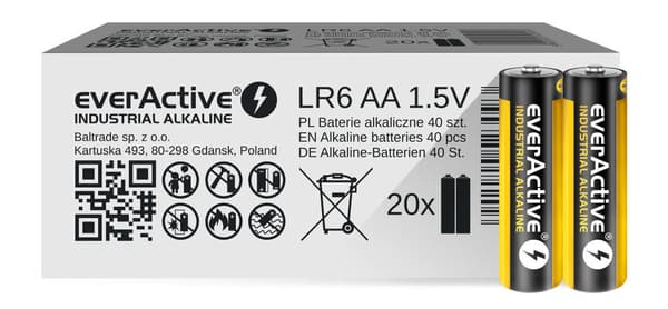 LR6 40-pakkaus Everactive Teollinen Alkalinen