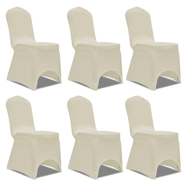 vidaXL Stretchstolsöverdrag, 6 st, Creme