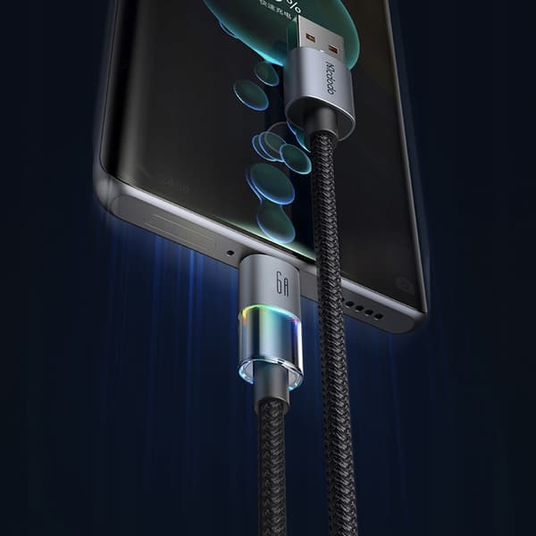 MCDODO KABEL USB-A USB-C SNABBLADDNING USB TYP C 6A 100W 1M LED SVART