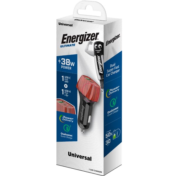 Energizer Ultimate - USB-C & USB-A Biloplader 38W PD + QC3.0 (Valnød)