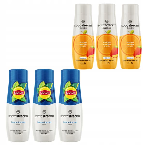 6 Sodastream Sirupper til Citron Iste x3 + Appelsin Mango x3