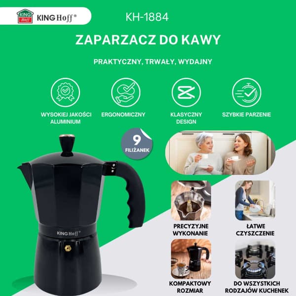 KAFFEBRYGGARE 450ml KINGHOFF KH-1884 INDUKTION