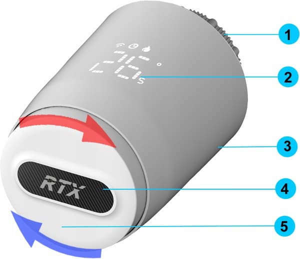 RTX ZRT4 -termostaattipää ZigBee TUYA -älypatterille