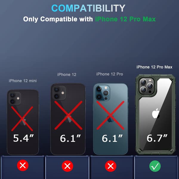 GRØNT ETUI TIL APPLE IPHONE 12 PRO MAX HÆRDET GLASKAMERA A2342