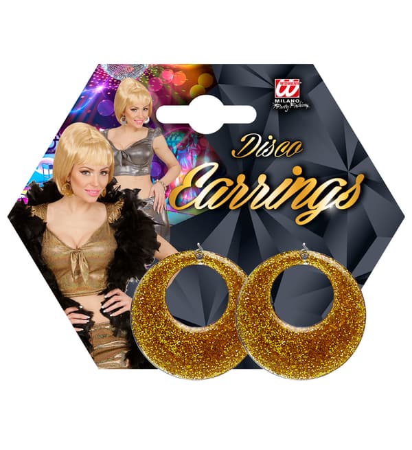Guld Holo Disco Glitter Øreringe 80'erne