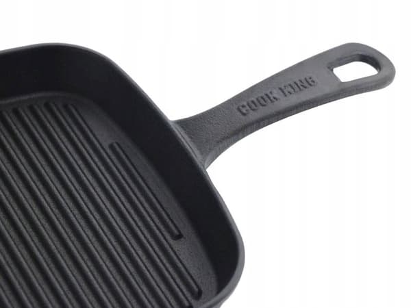 Støbejernsgrillpande 23 cm kraftig støbejern