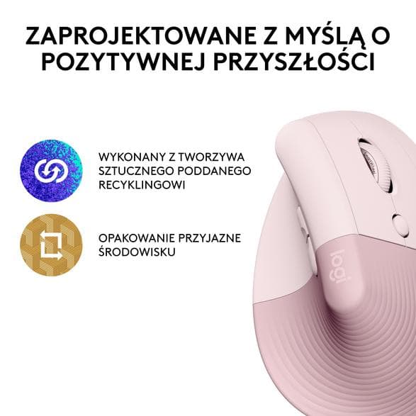LOGITECH Lift Langaton Vertical Hiiri Vaaleanpunainen 910-006478