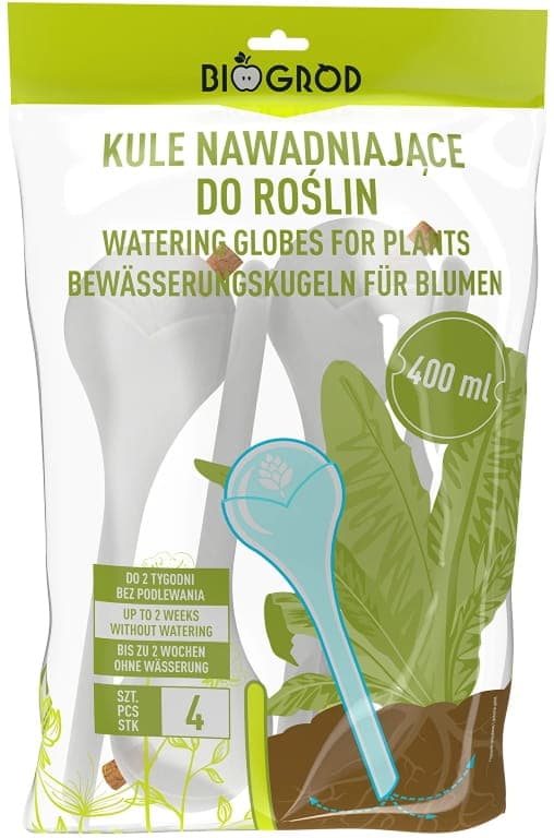 Set med 4 blomvattningsbollar med lock 400ml