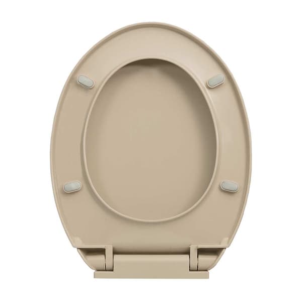 vidaXL Mjukstängande toalettsits, beige, oval