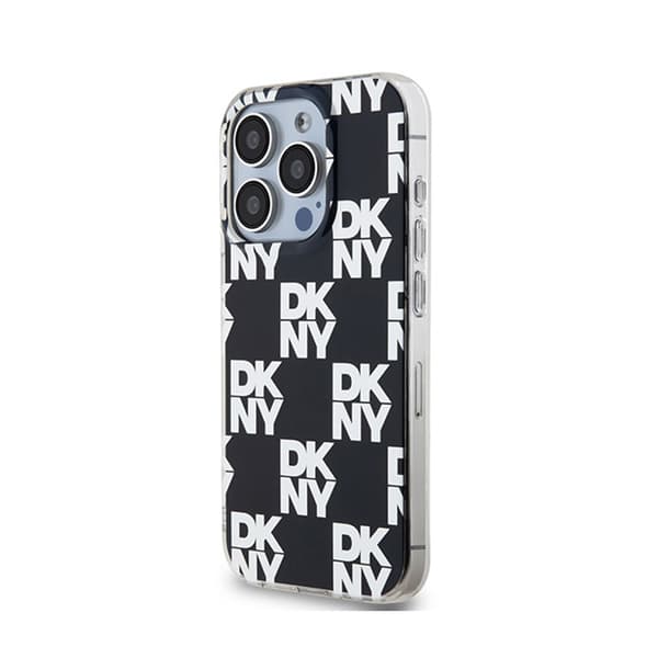 DKNY IML Ternet Mono Mønster Etui til iPhone 15 Pro Max (Sort)