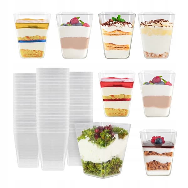 KOPPAR OCH BEHÅLLARE FÖR EFTERRÄTTER 150 ml 24 st. KVADRATIG kopp för snacks