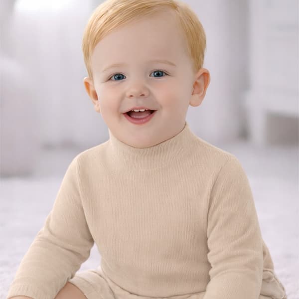 Baby HALV POLTTRÖJA 80 RIBBAD BOMULL ELASTISK DARTOMIK BEIGE