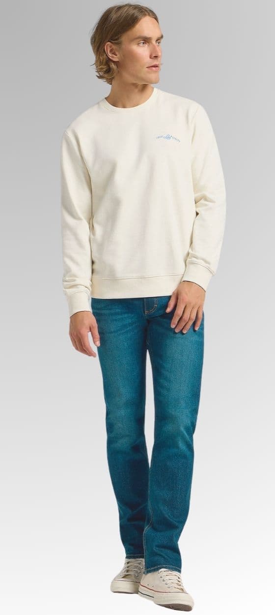 Lee PLAIN RELAXED lös herrsweatshirt i ecru bomull storlek M